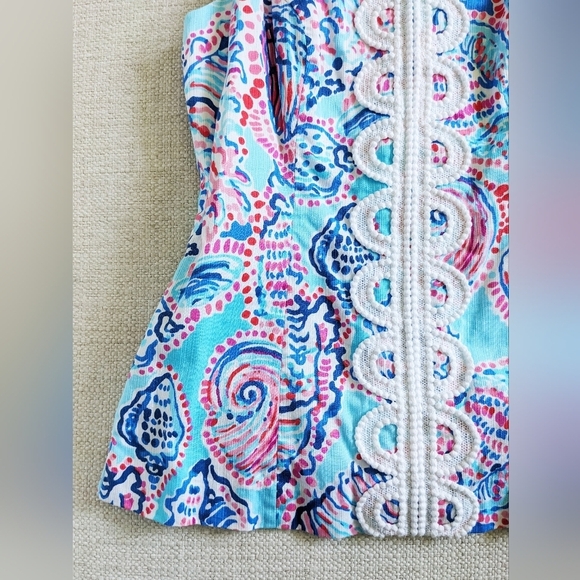 Lilly Pulitzer ANNABELLE Halter Top SHELL ME ABOUT IT Multi Blue White Lace 2 - Picture 2 of 8